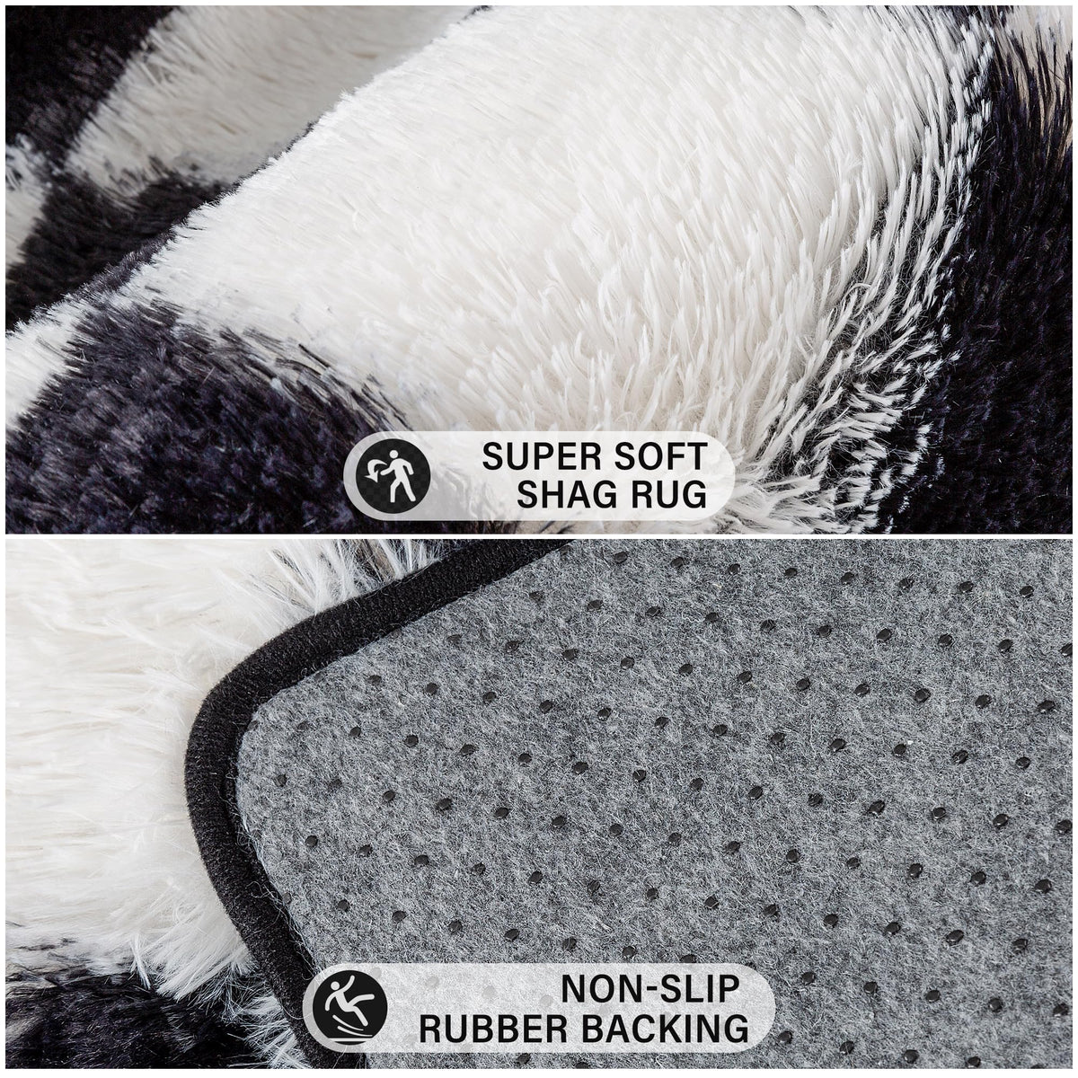 PureCozy easy care rug image highlights simple cleaning with a damp cloth or vacuum.