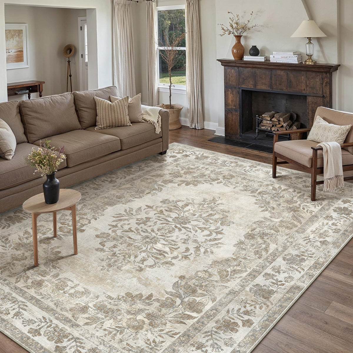 PureCozy floral medallion bedroom rug adds vintage charm.