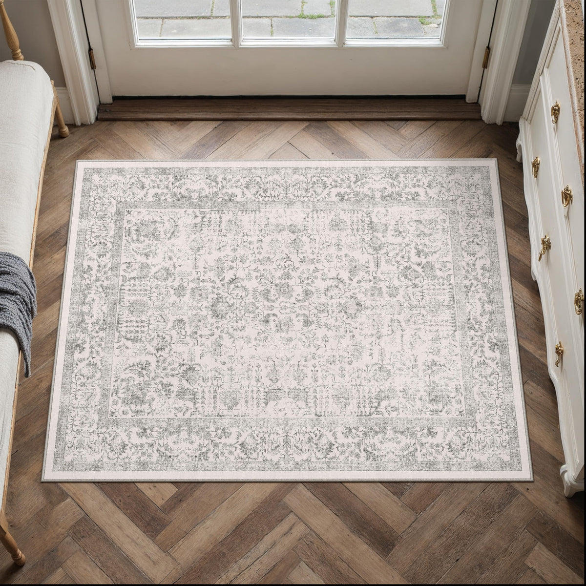 PureCozy machine-washable kitchen rug designed for easy cleaning.