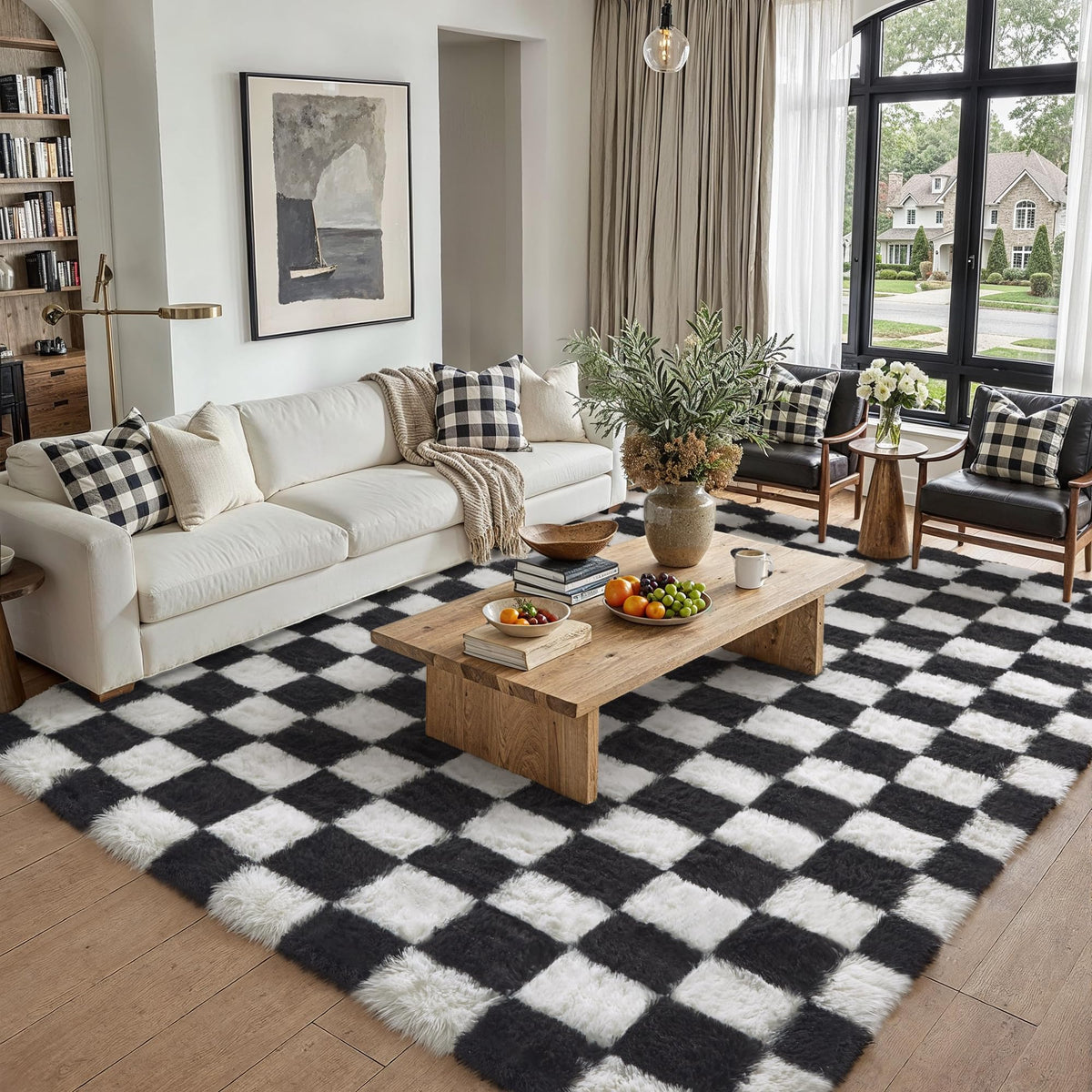 PureCozy non-slip dots bottom keeps the rug securely in place on hard floors.