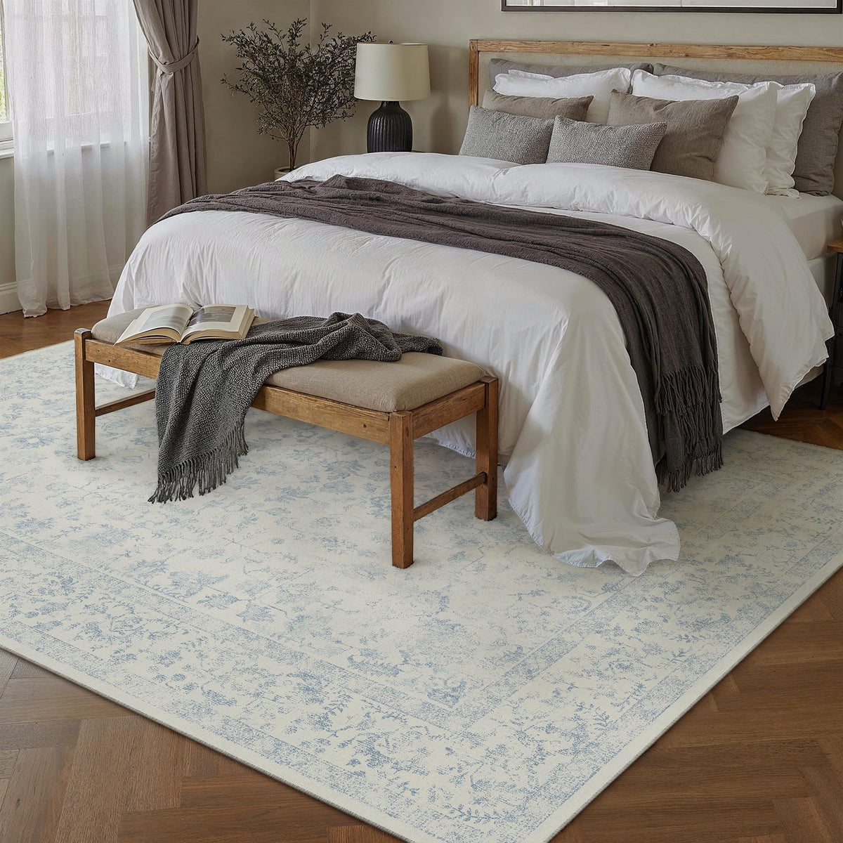 PureCozy anti-slip rubber-backed rug stays in place on hard floors