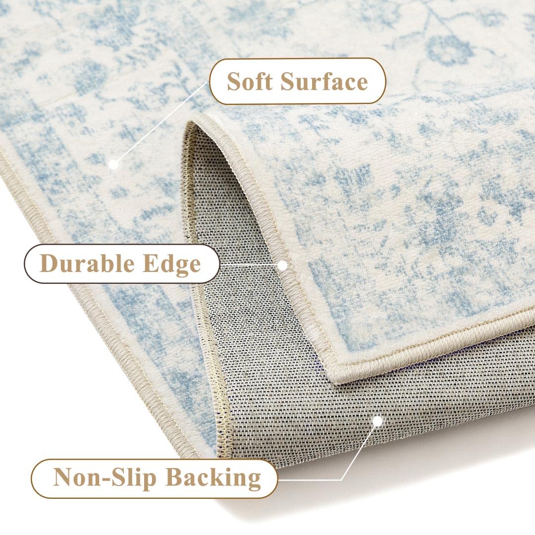 PureCozy tribal-design rug complements kitchen and entryway styling.