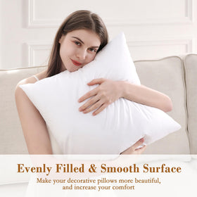 Puredown 22x22 insert on sofa demonstrates decorative comfort.
