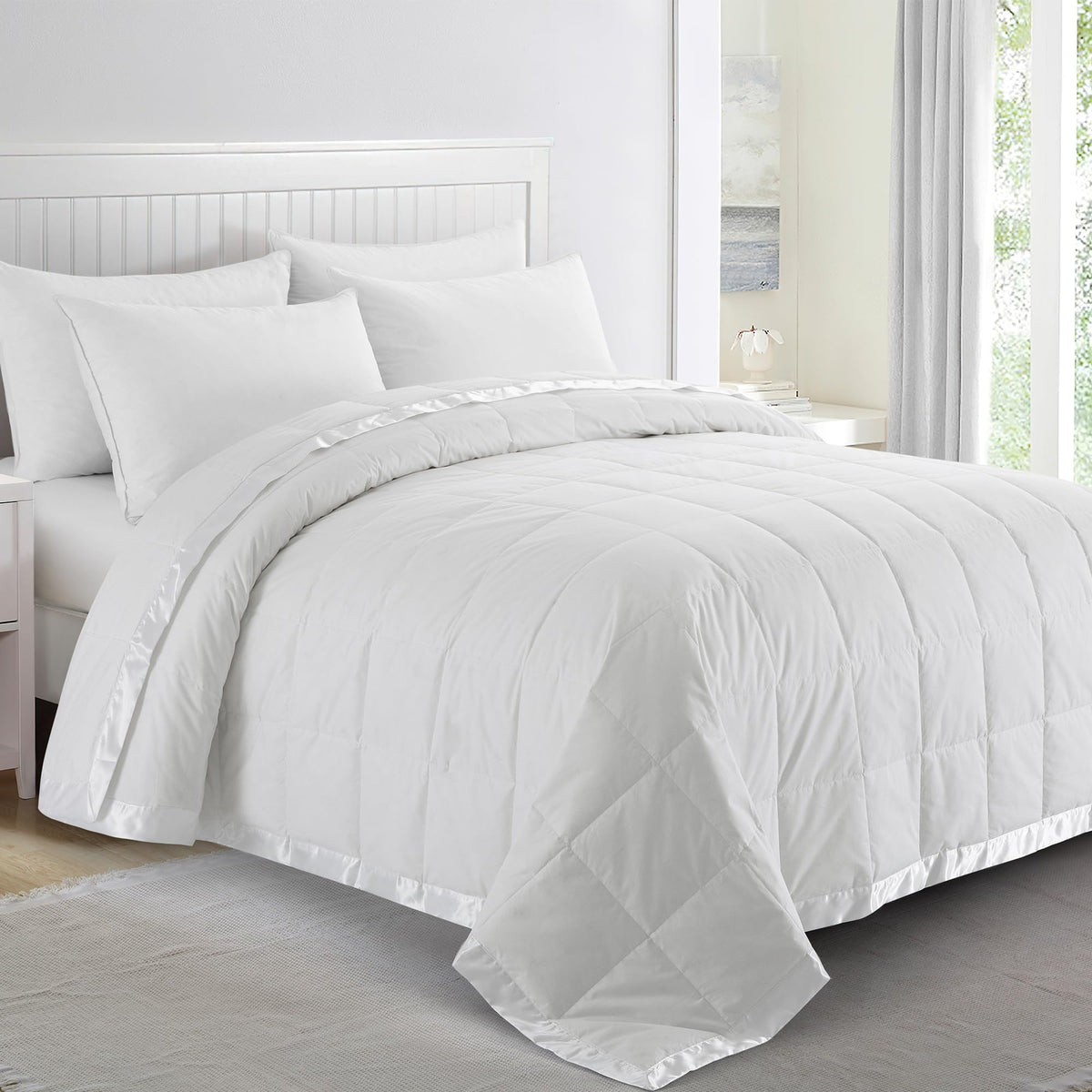 puredown king-size down blanket shows lightweight warmth for year-round comfort