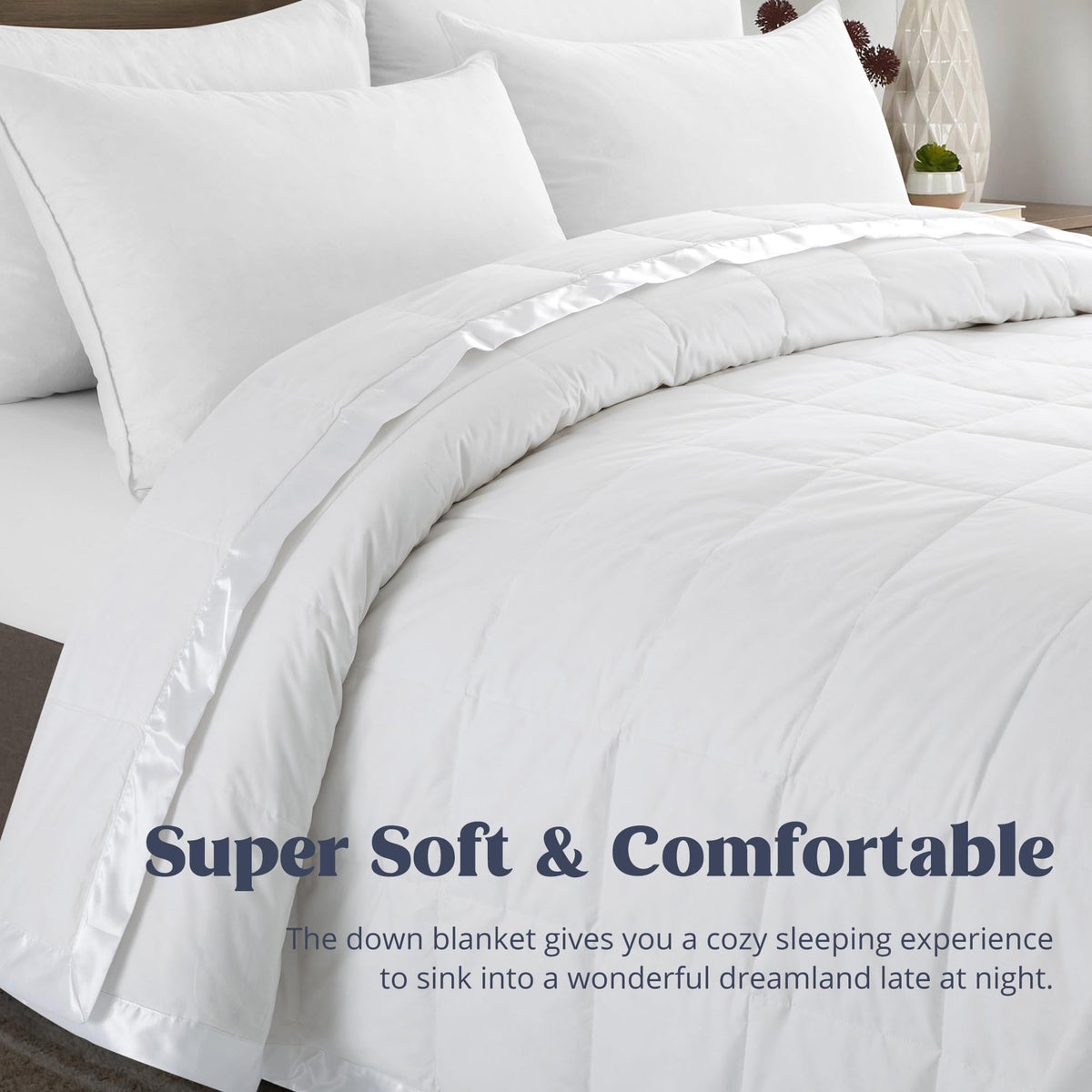 puredown box-stitch construction ensures even fill distribution and fewer cold spots