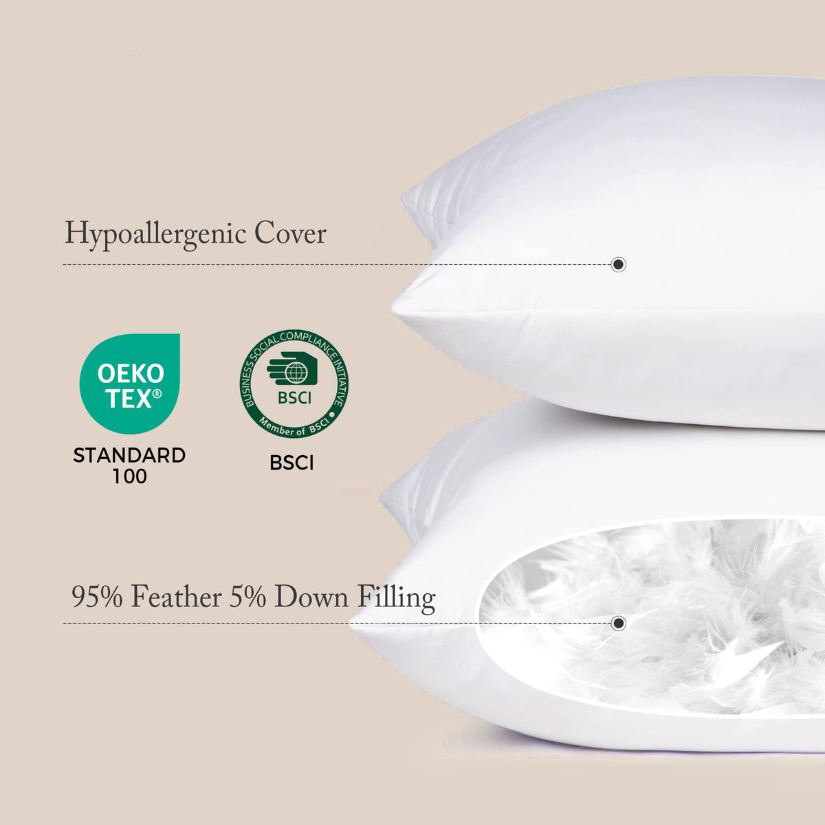 Puredown 18x18 white pillow insert provides soft fullness for a refined bed aesthetic