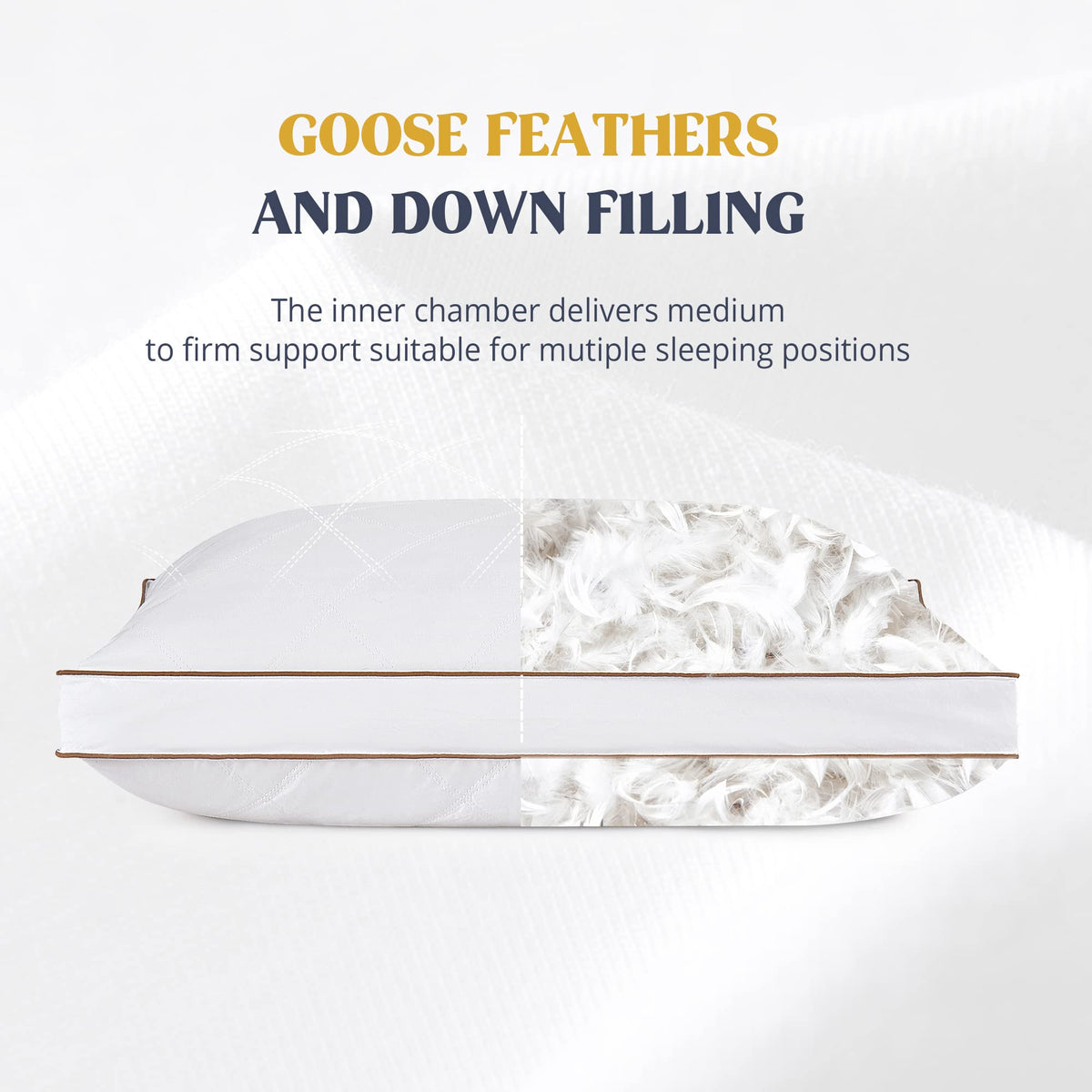puredown goose-feathers-down pillow cotton cover close-up shows breathable skin-friendly fabric