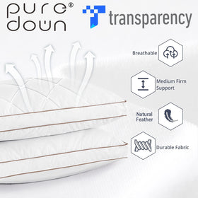 puredown goose-feathers-down pillow gusseted side profile showing balanced support