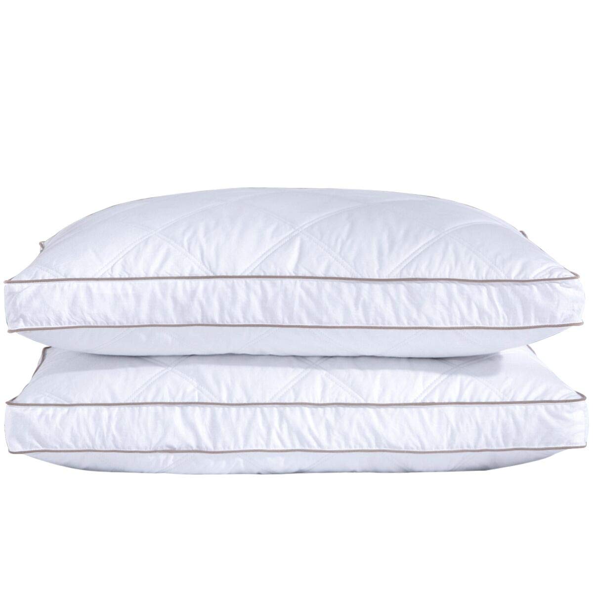 Puredown goose feathers and down pillow King 20x36 with gusseted design for hotel-like support.