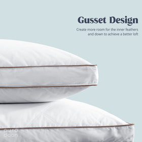 puredown goose-feathers-down pillow quilted finish brown piping exudes luxury