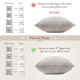 puredown size guide showing elegant stuffed look with slightly larger insert