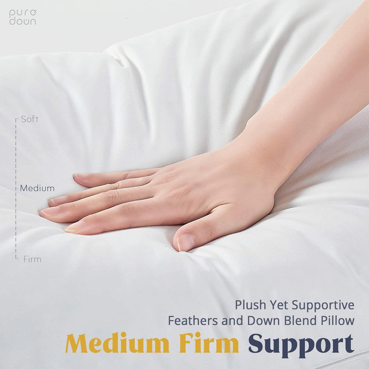 Puredown standard-size pillows shown in classic white shell for versatile use.
