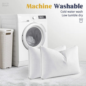 Puredown care guide indicating cold wash and low tumble dry for longevity