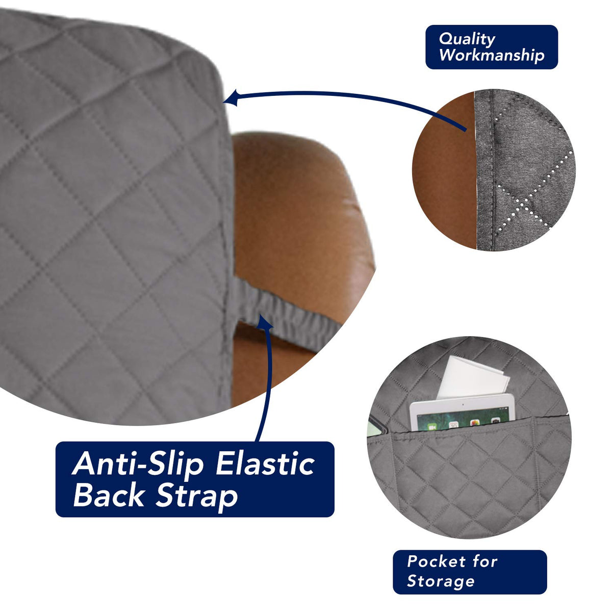 PureFit non-slip elastic straps keep the cover in place during daily use.