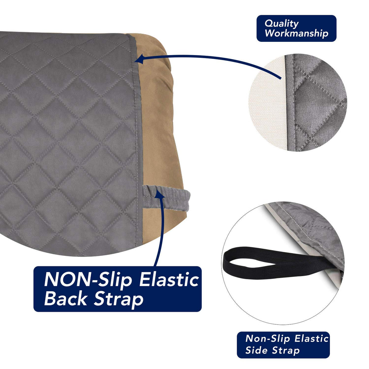 PureFit non-slip strap system prevents shifting on recliner covers.
