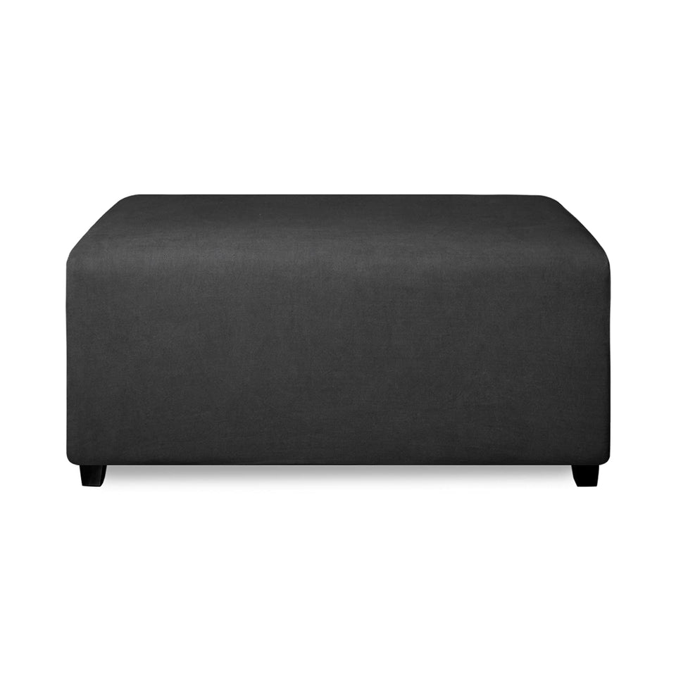 PureFit ottoman slipcover fully covers a large rectangle ottoman for a refreshed look