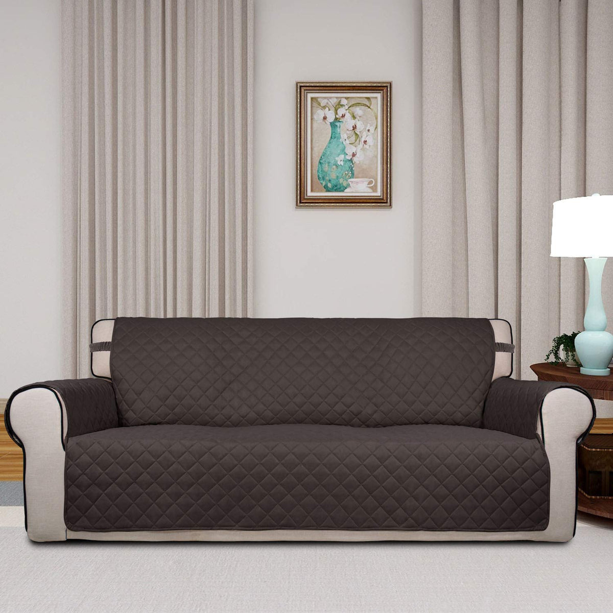 PureFit reversible quilted sofa cover dual-color setup refreshes rooms while guarding wear.