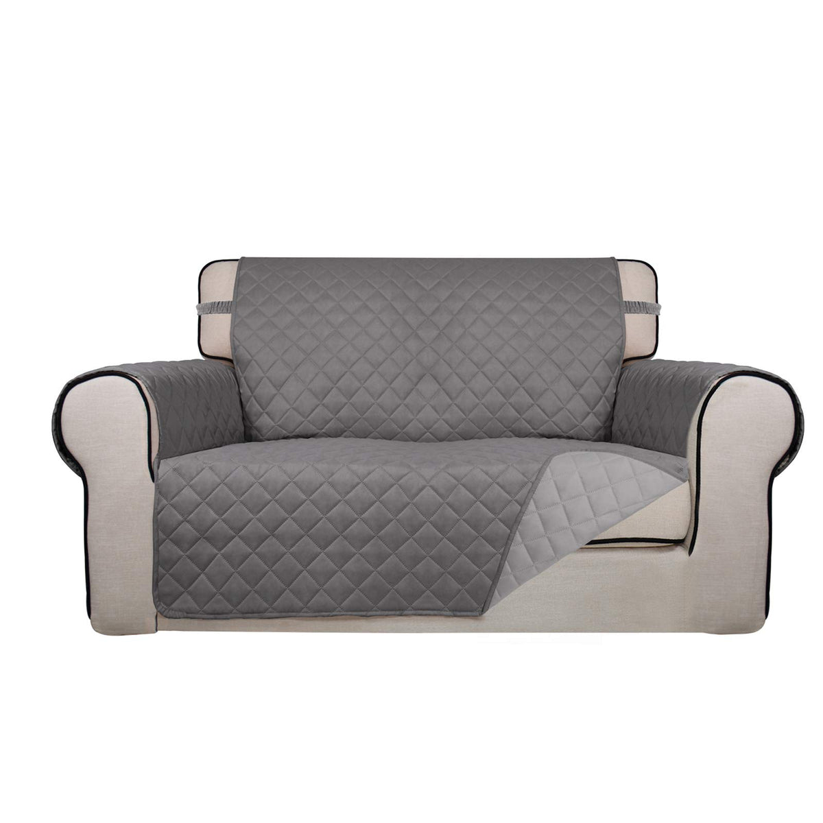 PureFit reversible quilted sofa cover in gray offers an instant room refresh