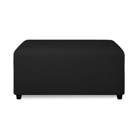 PureFit ottoman slipcover in black provides full coverage for a chic look.