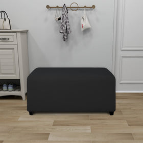 PureFit ottoman slipcover with non-slip elastic bottom stays in place.