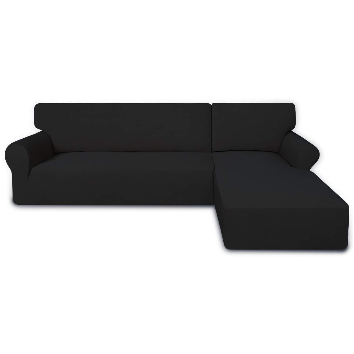 PureFit super stretch sectional cover offers a snug, seamless fit for your 3-seat sofa and chaise.