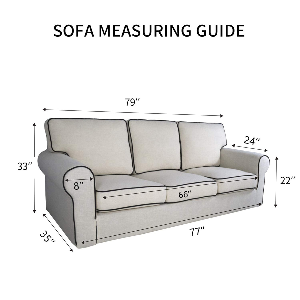 Three-seater fit up to 66 inches demonstrated with PureFit cover