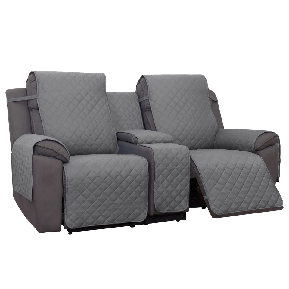 PureFit water resistant reversible loveseat cover protects a 2-seat recliner from spills.