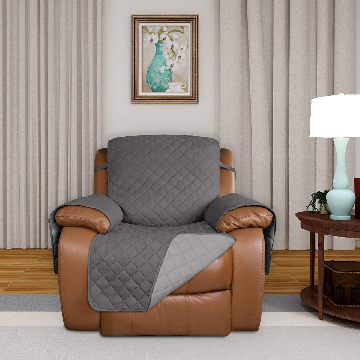 PureFit water-resistant slipcover in dual color refreshes your room while protecting against accidents.