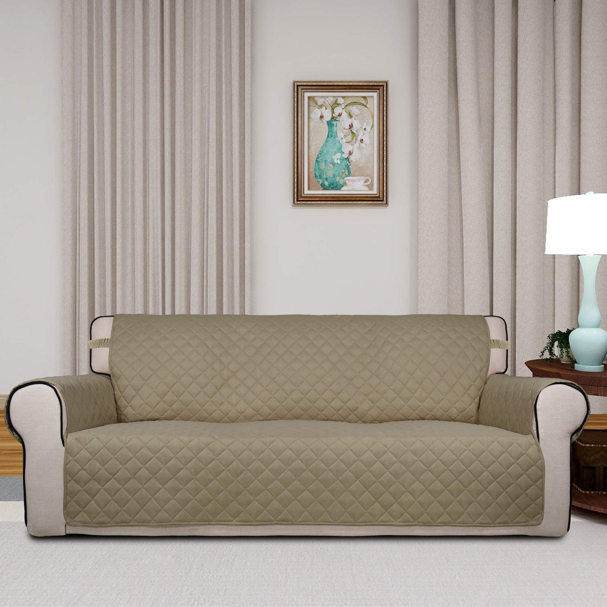 PureFit water-resistant slipcover keeps your couch looking new after everyday spills.