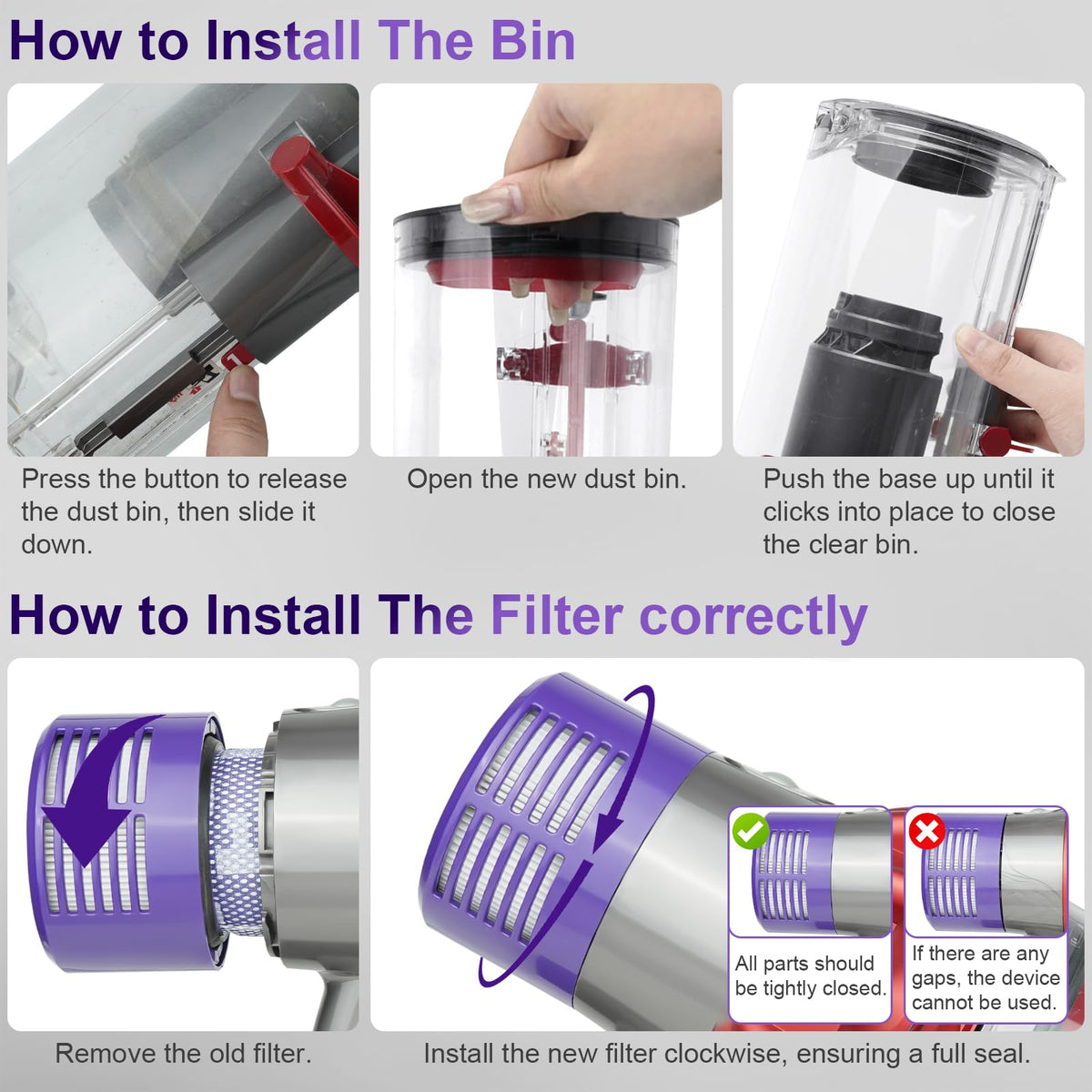PureGUST filter height visual for optimal fit and performance