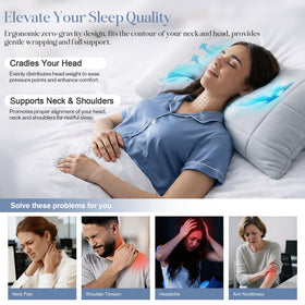 Puresnoo zero gravity support demonstrates cloud-like head and neck alignment.
