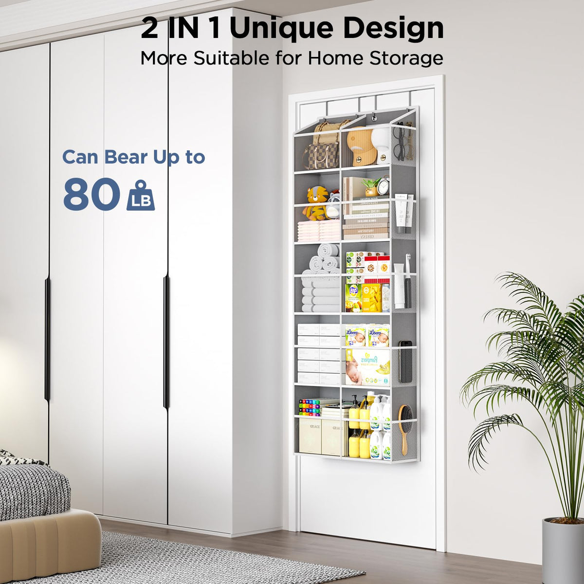 PureSpace 5-Tier Organizer shows 10 side mesh pockets for accessible storage.