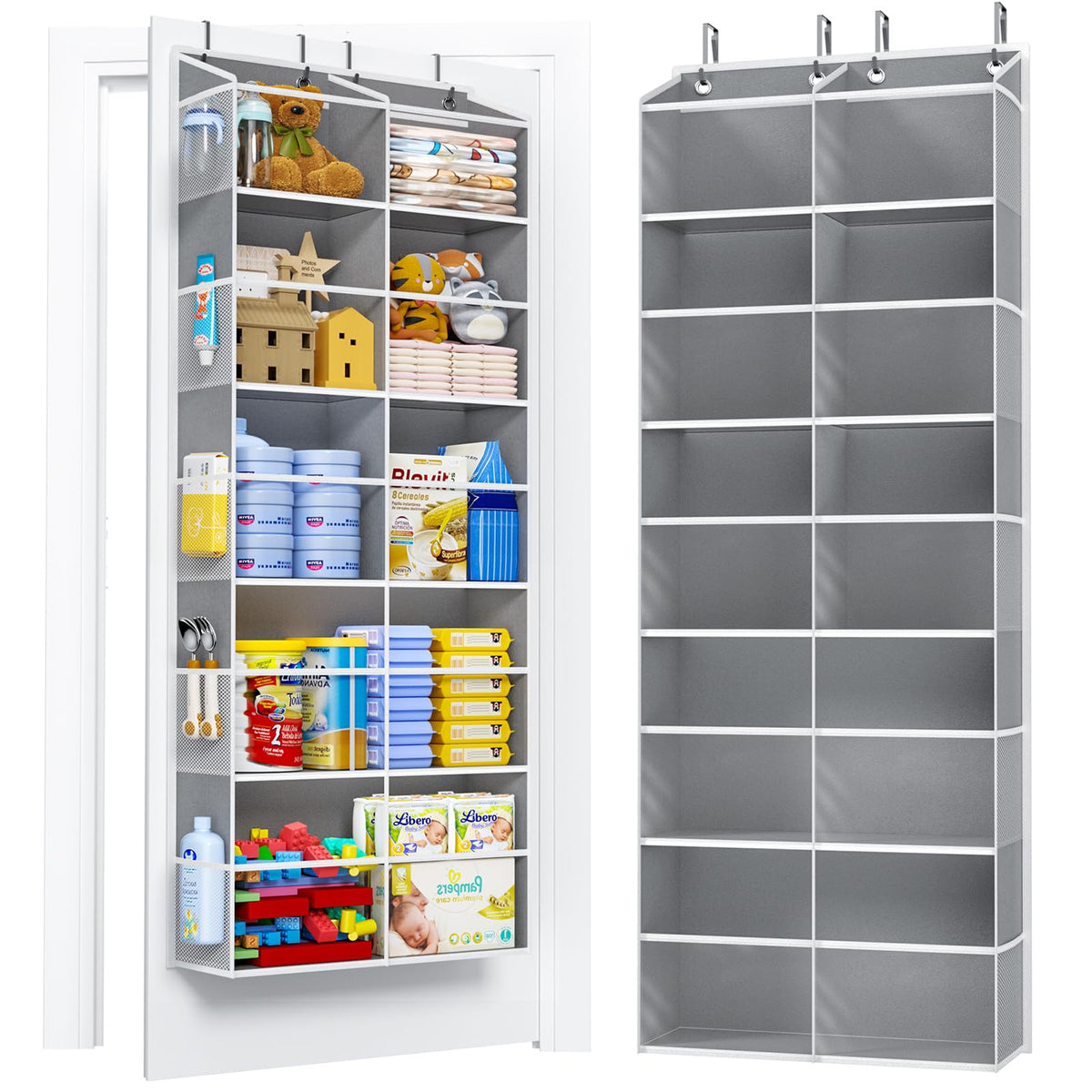 PureSpace 5-Tier Over The Door Organizer front view with clear windows for quick visibility.