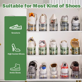PureSprout clear 20-pack closet rack helps visualize shoe storage at a glance.
