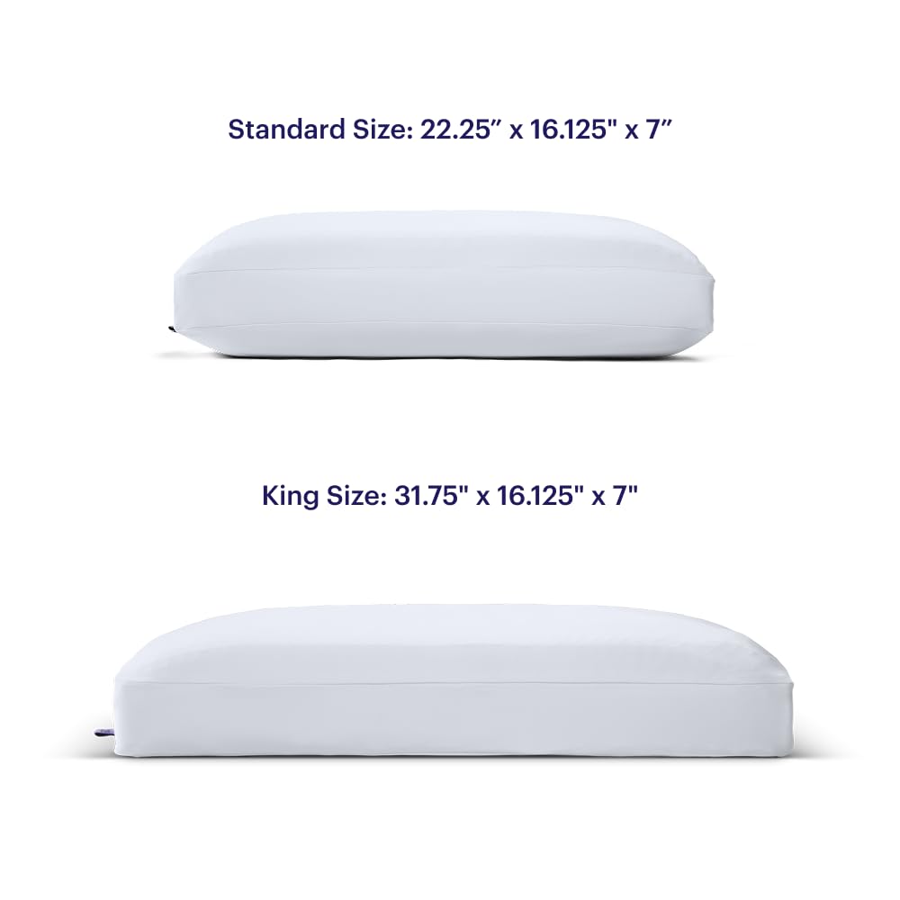 Purple DreamLayer Pillow with moisture-wicking cover keeps you dry for longer nights.