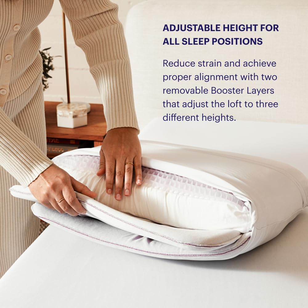 Purple DreamLayer Pillow GelFlex grid close-up highlights cooling and responsive support.