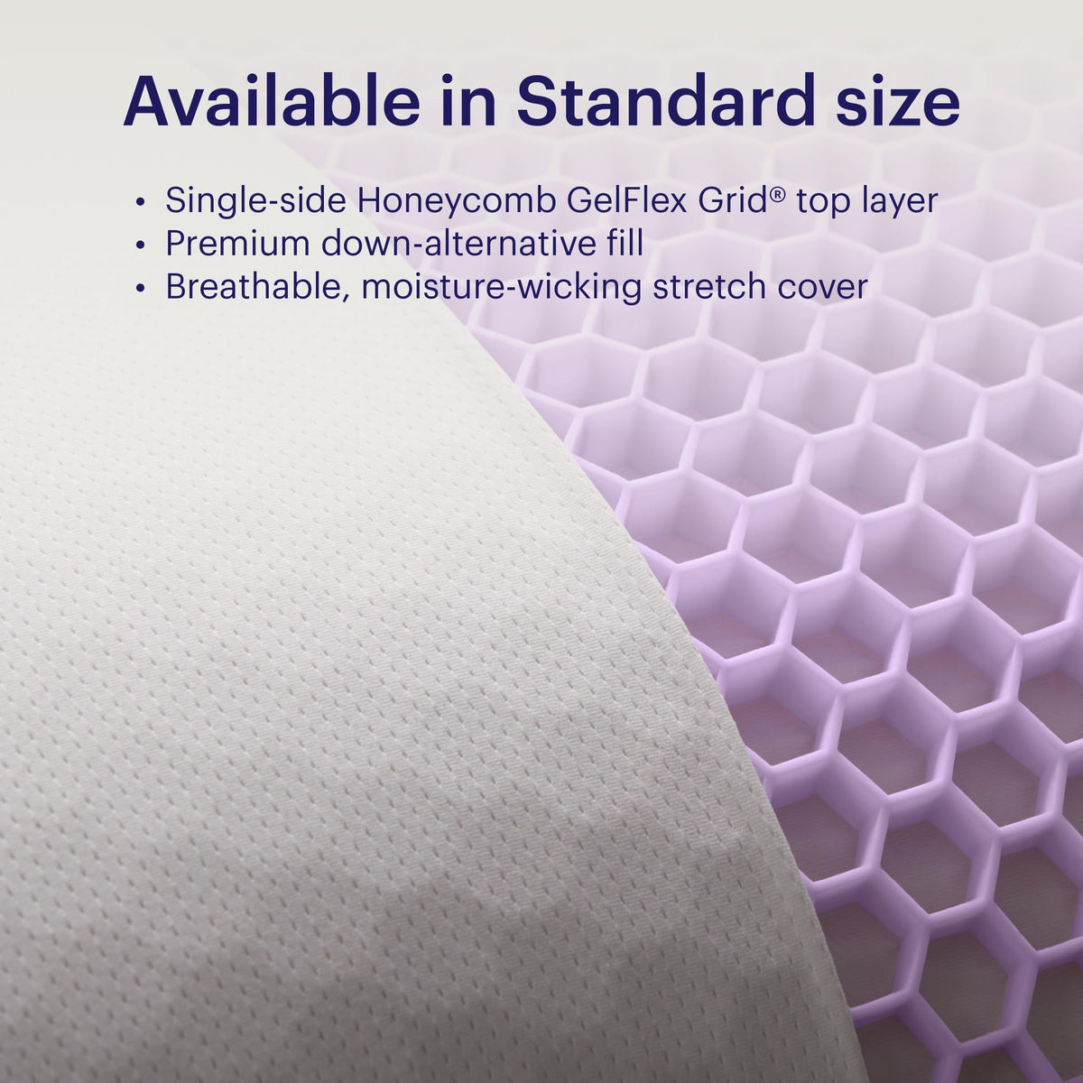 Purple GridCloud Pillow cooling comfort during night-time use.