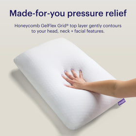 Purple GridCloud Pillow removable cover shown for easy machine wash.