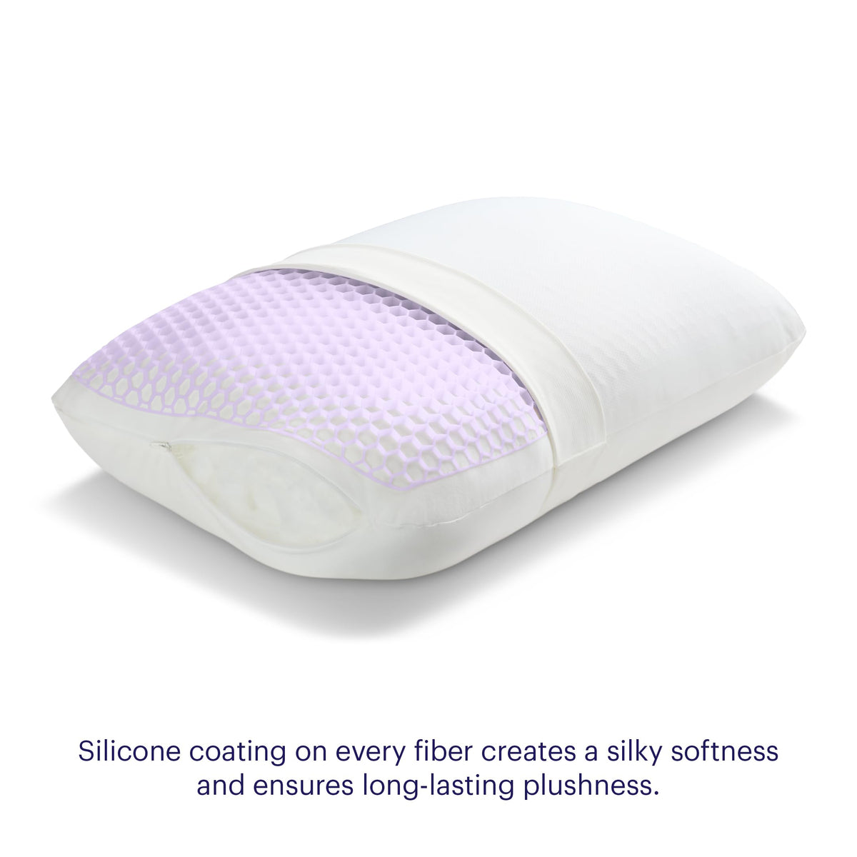 Purple GridCloud Pillow standard size fits most bed setups.