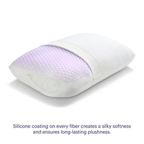 Purple GridCloud Pillow standard size fits most bed setups.