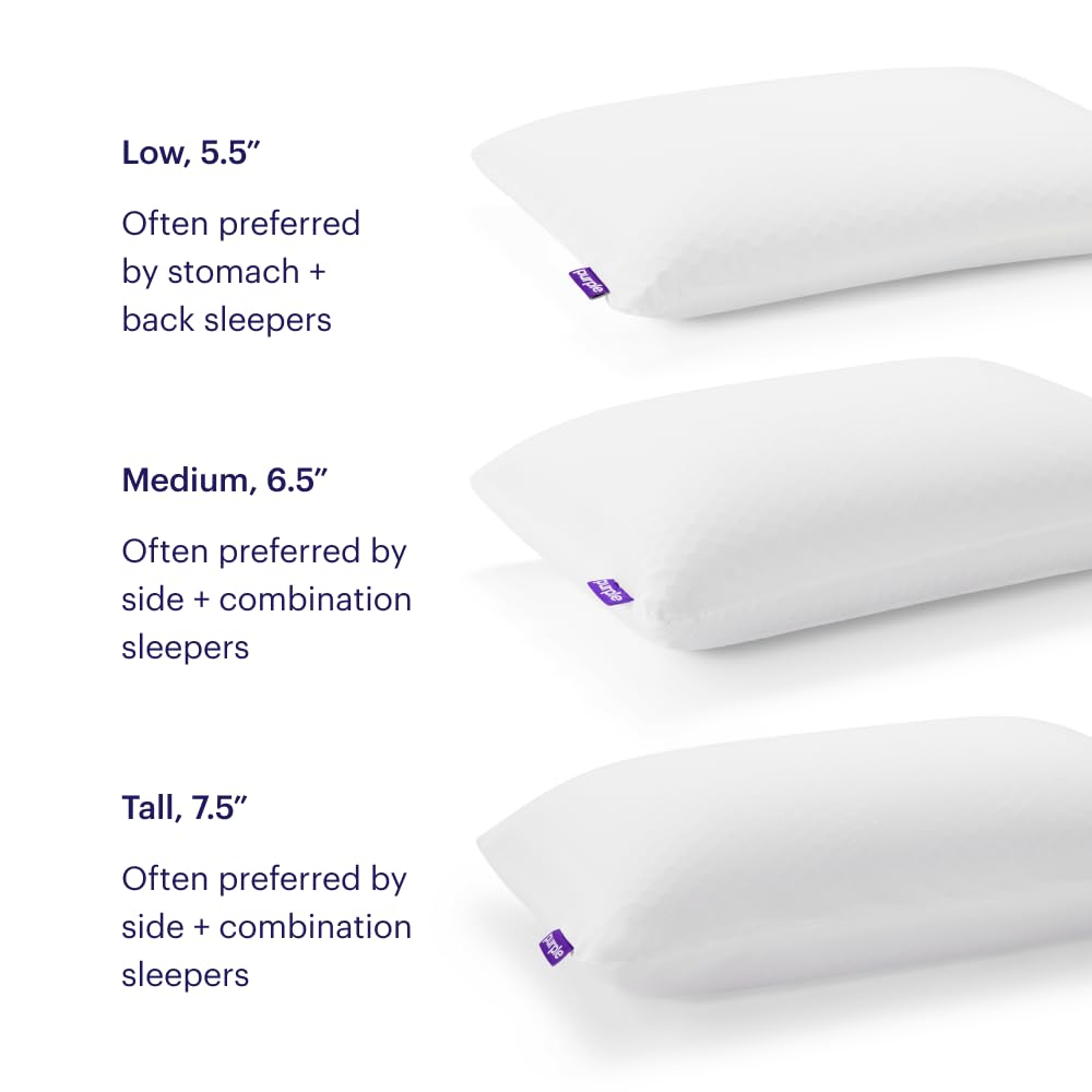 Purple Harmony Pillow side view demonstrates ergonomic alignment for side sleepers