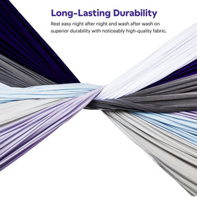 Purple SoftStretch durable fabric holds up to regular washes.