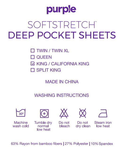Purple SoftStretch sheets fit King and Cal King mattresses.