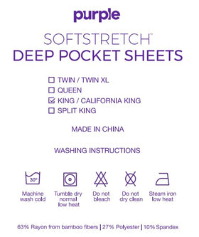 Purple SoftStretch sheets fit King and Cal King mattresses.