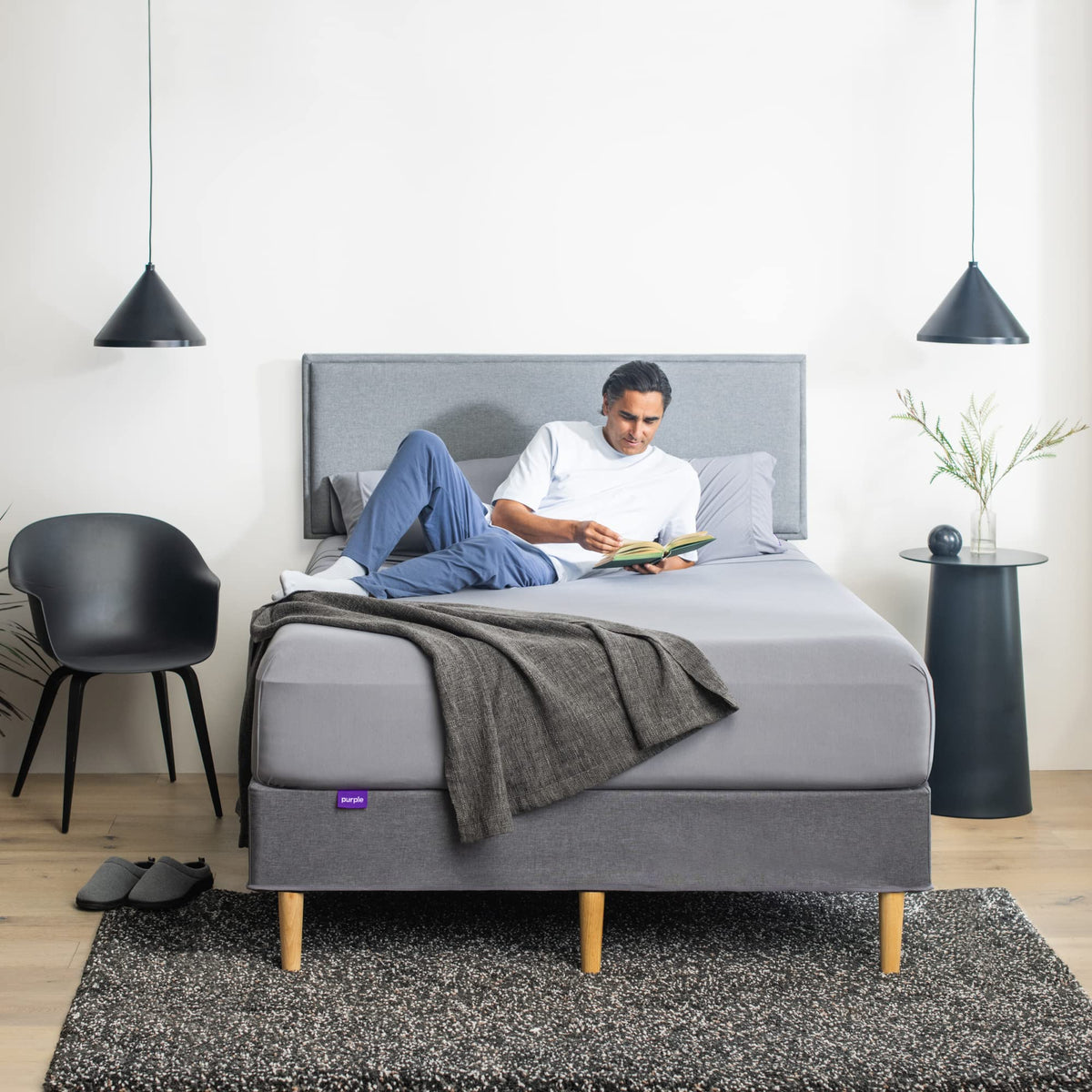 Purple SoftStretch stay-put band maintains a secure mattress fit.