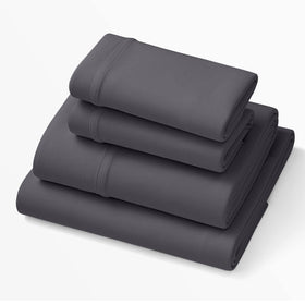Purple SoftStretch Sheets stormy grey offer silky softness and flexible king fit.