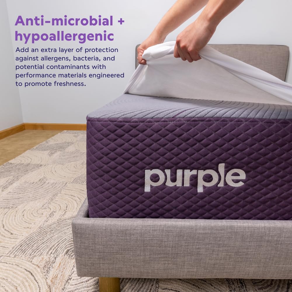 Purple Waterproof Mattress Protector durable edge design withstands daily use.