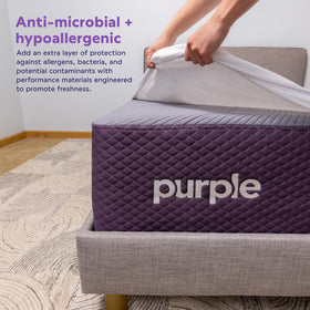 Purple Waterproof Mattress Protector durable edge design withstands daily use.