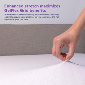 Purple Waterproof Mattress Protector no-crinkle fabric keeps nights undisturbed.