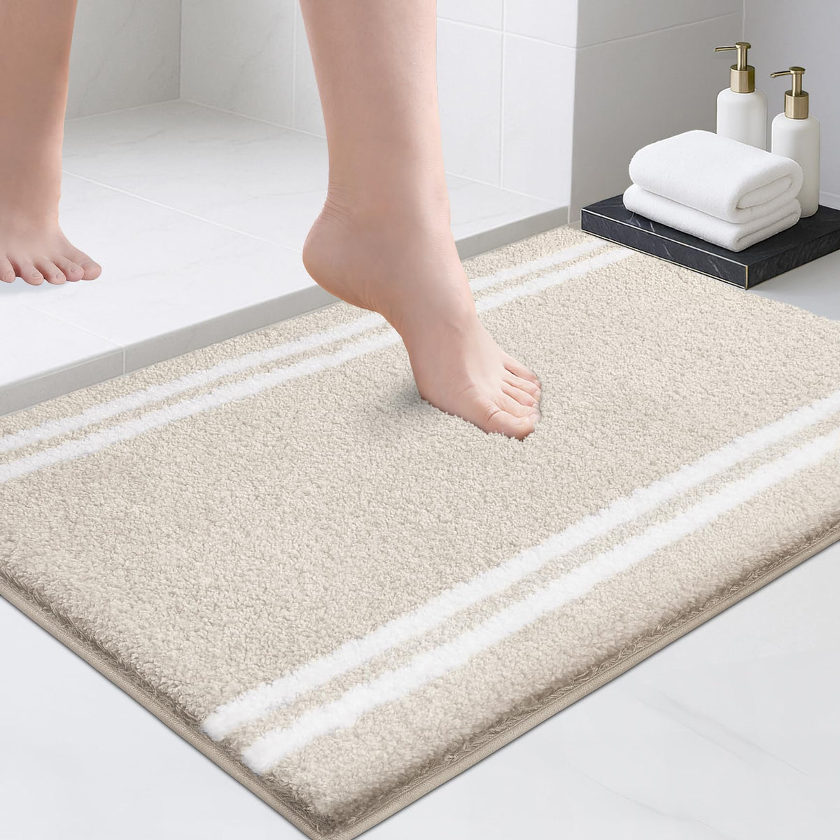 PURRUGS bath rug soft plush beige for luxurious comfort after a shower